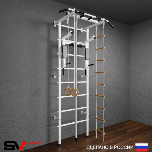 Шведская стенка Sv Pro 803 (Турник Pro/Брусья/стойка/Канат/Кольца/Лестница)