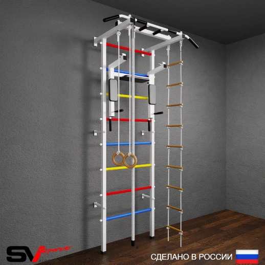 Шведская стенка Sv Pro 803 (Турник Pro/Брусья/стойка/Канат/Кольца/Лестница)