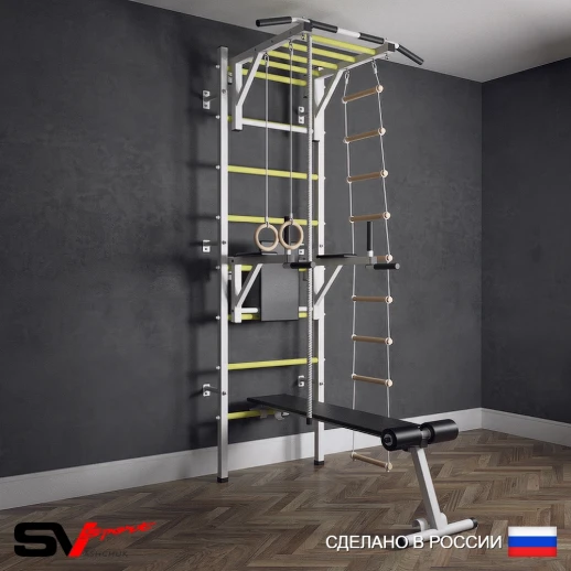Шведская стенка Sv Sport 525 (Турник рукоход/Брусья/Скамья/Канат/Кольца/Лестница)