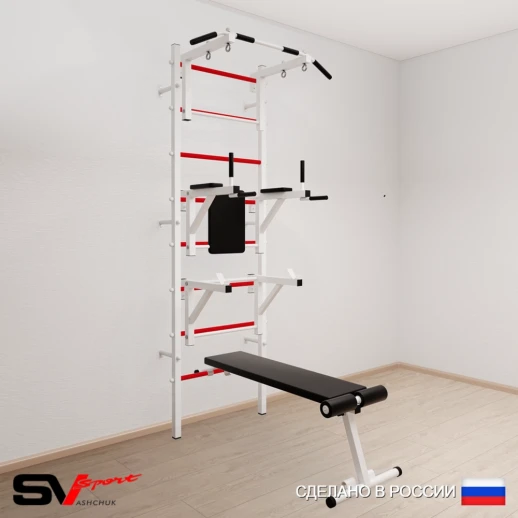 Шведская стенка Sv Sport усиленная 607 (Турник стандарт/Брусья/Стойка/Скамья)