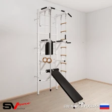 Шведская стенка Sv Sport усиленная 608 (Турник стандарт/Брусья/Стойка/Скамья/Канат/Кольца/Лестница)