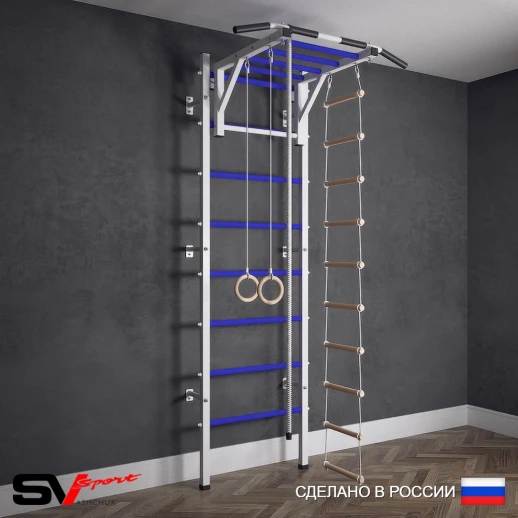Шведская стенка Sv Sport усиленная 621 (Турник рукоход/Канат/Кольца/Лестница)