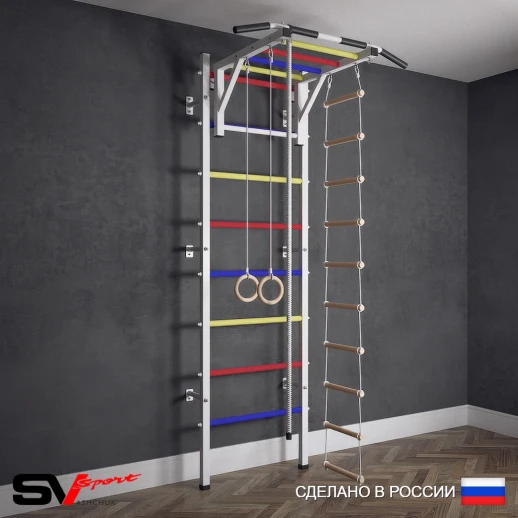 Шведская стенка Sv Sport усиленная 621 (Турник рукоход/Канат/Кольца/Лестница)