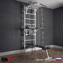 Шведская стенка Sv Sport усиленная 625 (Турник рукоход/Брусья/Скамья/Канат/Кольца/Лестница)