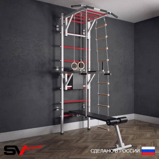 Шведская стенка Sv Sport усиленная 625 (Турник рукоход/Брусья/Скамья/Канат/Кольца/Лестница)