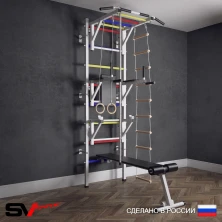 Шведская стенка Sv Sport усиленная 627 (Турник рукоход/Брусья/Стойка/Скамья/Канат/Кольца/Лестница)