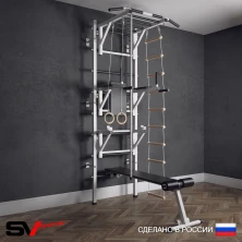 Шведская стенка Sv Sport усиленная 627 (Турник рукоход/Брусья/Стойка/Скамья/Канат/Кольца/Лестница)